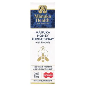 Manuka Health, 마누카 꿀 인후 스프레이, 프로폴리스 함유, 0.67 fl oz