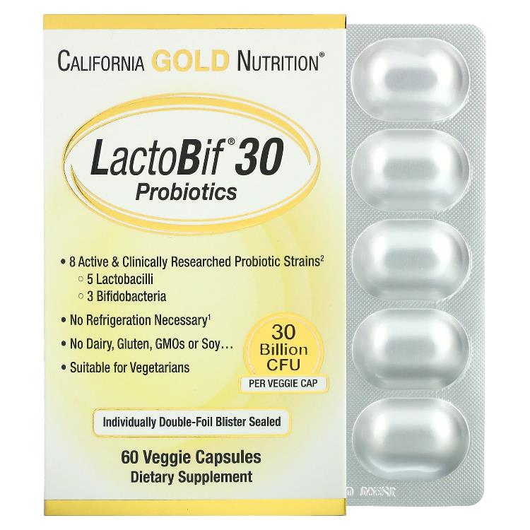캘리포니아 골드 뉴트리션 California Gold Nutrition, LactoBif 30 프로바이오틱, 300억CFU, 베지 캡슐 60정