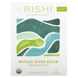 RISHITEA, 오가닉 녹차, Matcha Super Green, 티백 15개입, 40.5G 1.42OZ)