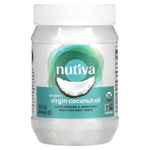 누티바 Nutiva, 오가닉 코코넛 오일, 버진, 15 fl OZ 444 ml)