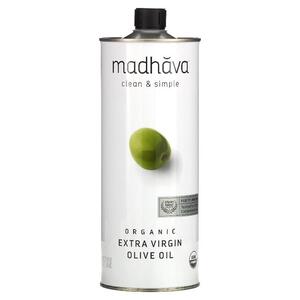 Madhava Natural Sweeteners, 오가닉 엑스트라 버진 올리브 오일, 33.8fl oz