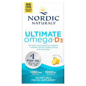 Nordic NATURALS 노르딕 내추럴스, Ultimate Omega D3, 레몬 맛, 소프트젤 60정