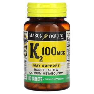 메이슨 네츄럴 Mason Natural, 비타민K2, 100mcg, 100정