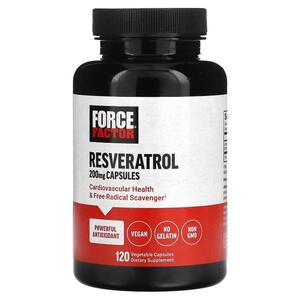포스팩터 Force Factor, Resveratrol, 200 mg, 120 Vegetable Capsules