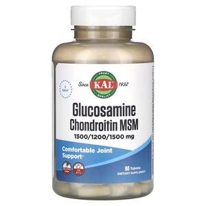 KAL, 글루코사민 콘드로이틴 MSM, 나트륨 없음, 90정