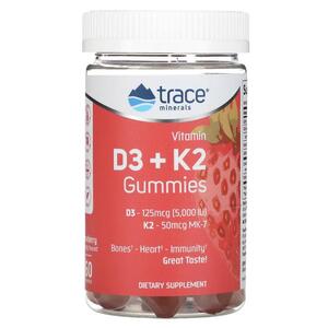 TRACEMINERALS®, 비타민D3 + K2 구미젤리, 딸기 맛, 구미젤리 60개